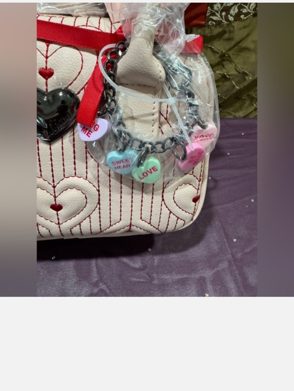 *Entry Only*Heart Quilted Mini Satchel Bag Luv Betsey New - Picture 2 of 5